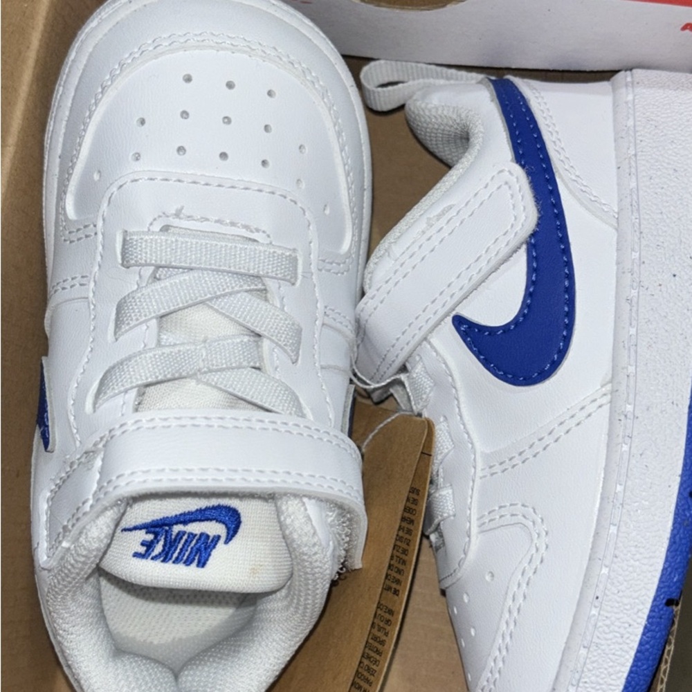 Nike Kids White and Blue Sneakers